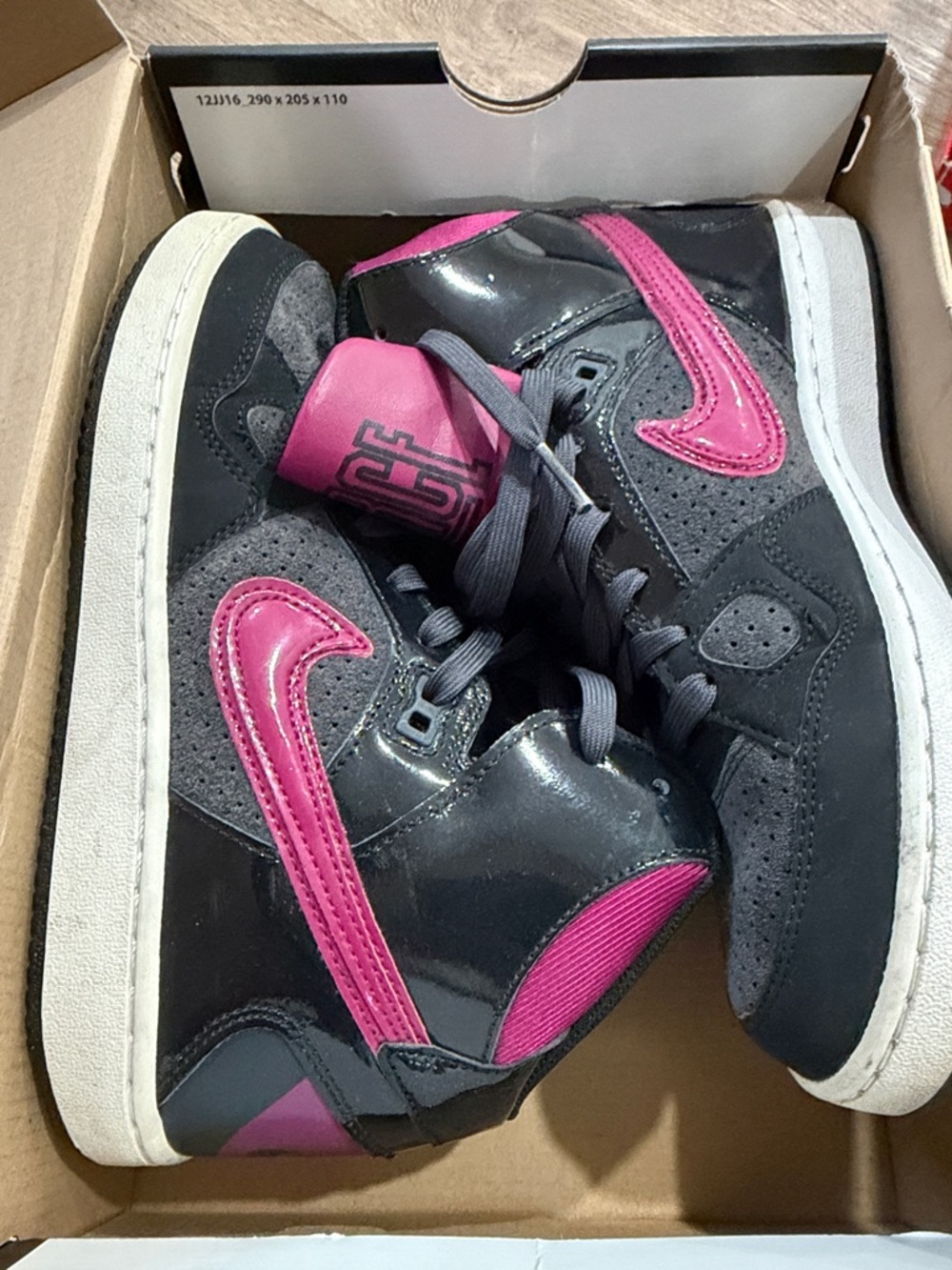 Nike Kids High-Top Sneakers in Gray and Pink - Picture 1 of 5